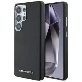   Karl Lagerfeld Saffiano Full Wrapped Elongated Metal Logo Samsung Galaxy S25 Ultra MagSafe tok, fekete