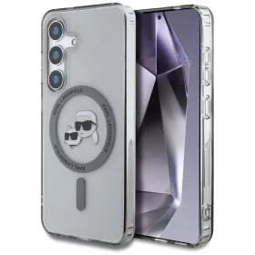   Karl Lagerfeld Button Karl & Choupette Heads Printed Logo Galaxy S25+ MagSafe hátlap tok, fekete