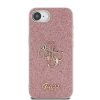 Guess PU Fixed Glitter 4G Metal Logo Apple iPhone 17e / iPhone 16e hátlap tok, rózsaszín
