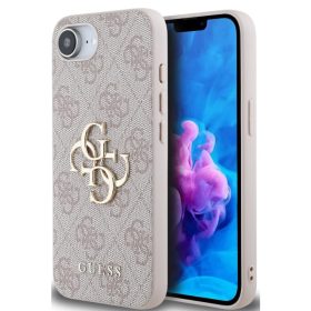   Guess PU 4G Metal Logo Apple iPhone 17e / iPhone 16e hátlap tok, rózsaszín