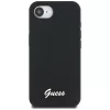 Guess Silicone Script Metal Logo Apple iPhone 17e / iPhone 16e MagSafe szilikon tok, fekete