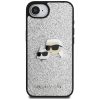 Karl Lagerfeld Fixed Glitter Ikonik Metal Pin Apple iPhone 17e / iPhone 16e hátlap tok, ezüst
