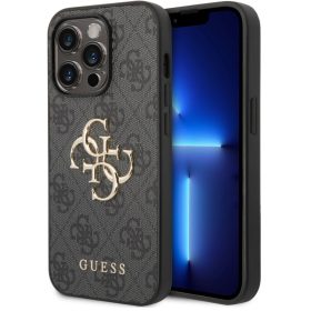   Guess PU 4G Metal Logo Apple iPhone 15 Pro hátlap tok, szürke