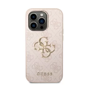   Guess PU 4G Metal Logo Apple iPhone 14 hátlap tok, rózsaszín
