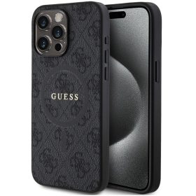   Guess PU Leather 4G Colored Ring Apple iPhone 15 Pro Max MagSafe tok, fekete