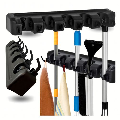 Falra szerelhető seprű- és felmosótartó RC-K-1355, fekete