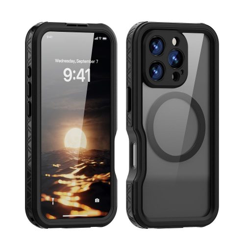 Shellbox Apple iPhone 16 Pro Max MagSafe vízálló tok, fekete, mintás