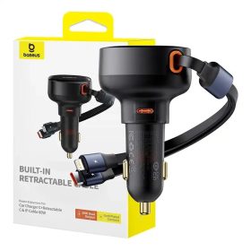   Baseus Enjoyment autó töltő USB-C - USB-C kábellel, Lightning 60W, fekete