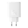 Baseus OS-Cube Pro hálózati töltő, 2xUSB-C + USB, 65W, fehér