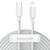 Baseus Simple Wisdom USB-C-Lightning adat/töltőkábel PD, 20W, 1,5m, fehér, 2db