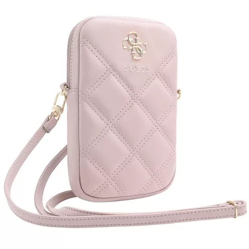 Guess PU Quilted 4G Metal Logo telefontartó táska, rózsaszín