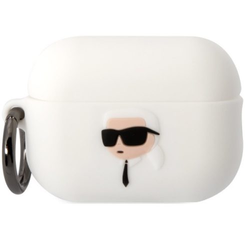 Karl Lagerfeld 3D Logo NFT Karl Head Apple AirPods Pro 2 szilikon tok, fehér