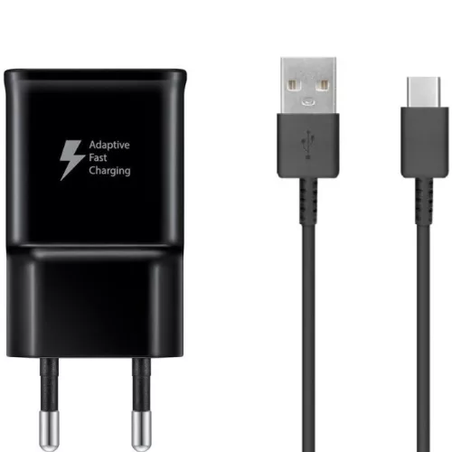 Samsung EP-TA200EBE 15W hálózati töltőadapter + EP-DR140ABE USB-C adatkábel, fekete (eco csomagolásban)