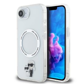   Karl Lagerfeld PU Saffiano Karl and Choupette Apple iPhone 17e / iPhone 16e hátlap tok, átlátszó