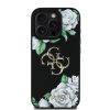 Guess PU Grained Roses 4G Metal Logo iPhone 16 Pro hátlap tok, fekete