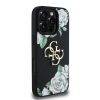 Guess PU Grained Roses 4G Metal Logo iPhone 16 Pro hátlap tok, fekete