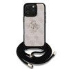 Guess PU 4G Metal Logo Crossbody Strap iPhone 15 Pro Max hátlap tok, rózsaszín
