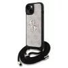 Guess PU 4G Metal Logo Crossbody Strap iPhone 15 hátlap tok, rózsaszín