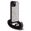 Guess PU 4G Metal Logo Crossbody Strap iPhone 15 hátlap tok, rózsaszín