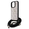 Guess PU 4G Metal Logo Crossbody Strap iPhone 15 Pro hátlap tok, rózsaszín