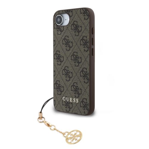 Guess 4G Charm iPhone 17e / iPhone 16e kemény hátlap tok, barna