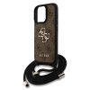 Guess PU 4G Metal Logo Crossbody Strap iPhone 16 Pro Max hátlap tok, barna