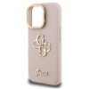 Guess PU Grained 4G Logo Stand Camera Frame iPhone 15 Pro Max hátlap tok kitámasztóval, rózsaszín
