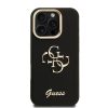 Guess PU Grained 4G Logo Stand Camera Frame iPhone 15 Pro hátlap tok kitámasztóval, fekete