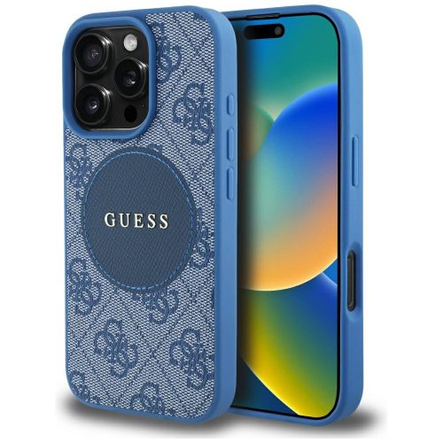 Guess 4G Circle Classic Logo iPhone 16 Pro Max MagSafe hátlap tok, kék