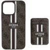 Guess 4G Stripes iPhone 15 MagSafe hátlap tok kártyatartóval, barna