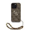 Guess PU 4G Metal Logo Strap iPhone 16 Pro Max hátlap tok, barna