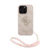 Guess PU 4G Metal Logo Strap iPhone 16 Pro Max hátlap tok, rózsaszín