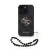 Guess PU 4G Metal Logo Strap iPhone 16 Pro Max hátlap tok, fekete