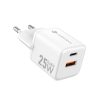 Forcell F-Energy Mini GaN III VT-25B USB-C + USB-A töltő adapter,  PD, QC4.0, 25W, fehér