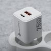 Forcell F-Energy Mini GaN III VT-25B USB-C + USB-A töltő adapter,  PD, QC4.0, 25W, fehér