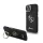 Guess PU Grained 4G Logo Stand Camera Frame iPhone 15 hátlap tok kitámasztóval, fekete