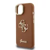 Guess PU Grained 4G Logo Stand Camera Frame iPhone 15 hátlap tok kitámasztóval, barna