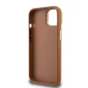 Guess PU Grained 4G Logo Stand Camera Frame iPhone 15 hátlap tok kitámasztóval, barna