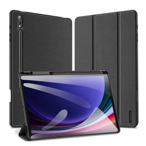 Dux Ducis Domo Samsung Tab S10 Plus/S9 Plus/S9 FE Plus kihajtható tok S-pen tartóval, fekete