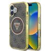 Guess IML 4G Glitter and Triangle Logo iPhone 16 MagSafe kemény hátlap tok, barna