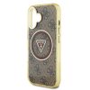 Guess IML 4G Glitter and Triangle Logo iPhone 16 MagSafe kemény hátlap tok, barna
