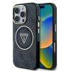 Guess IML 4G Glitter and Triangle Logo iPhone 16 Pro MagSafe kemény hátlap tok, fekete