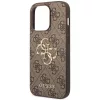 Guess PU 4G Metal Logo Apple iPhone 15 hátlap tok, barna