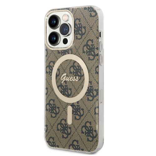 Guess IML 4G MagSafe iPhone 14 Pro Max MagSafe kemény hátlap tok, barna