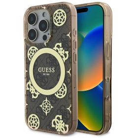   Guess IML 4G Peony iPhone 16 Pro Max kemény hátlap tok, barna
