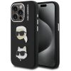 Karl Lagerfeld Grained PU K&CH Heads iPhone 15 Pro hátlap tok, fekete
