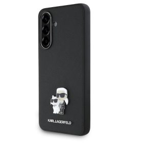  Karl Lagerfeld PU Saffiano Metal Karl and Choupette Samsung Galaxy A36 hátlap tok, fekete