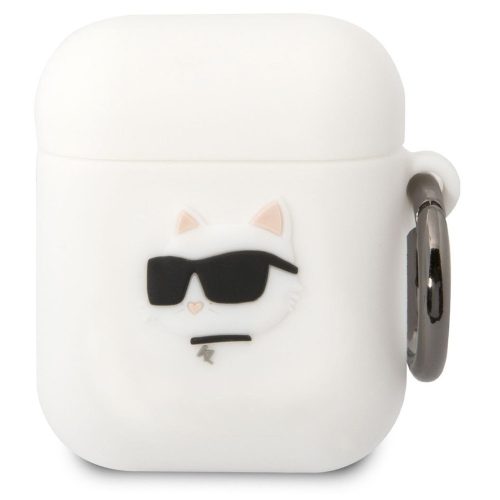 Karl Lagerfeld 3D Logo NFT Choupette Head Apple AirPods 1/2 szilikon tok, fehér