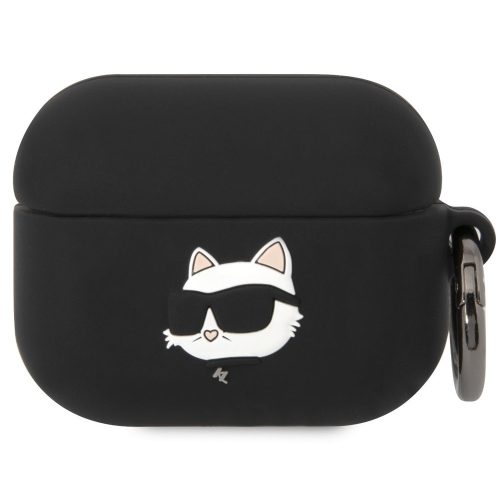 Karl Lagerfeld 3D Logo NFT Choupette Head Apple AirPods 4 szilikon tok, fekete