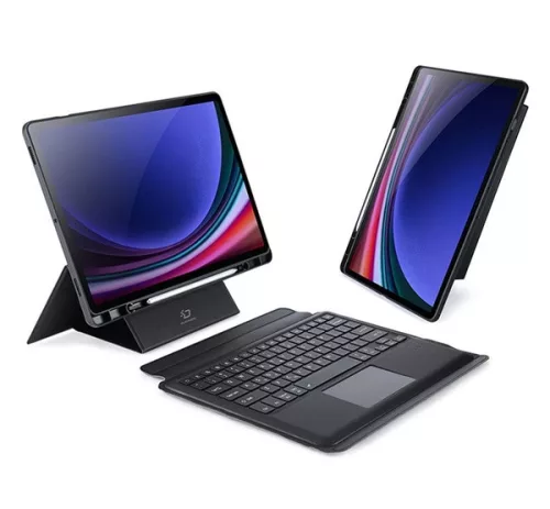 Dux Ducis DK Samsung Tab S9/ S9FE/ S10FE / S10 Lite kihajtható tok vezeték nélküli billentyűzettel, fekete
